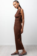 Textured Maxi Dress Brown (1)