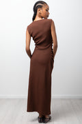 Textured Maxi Dress Brown (2)
