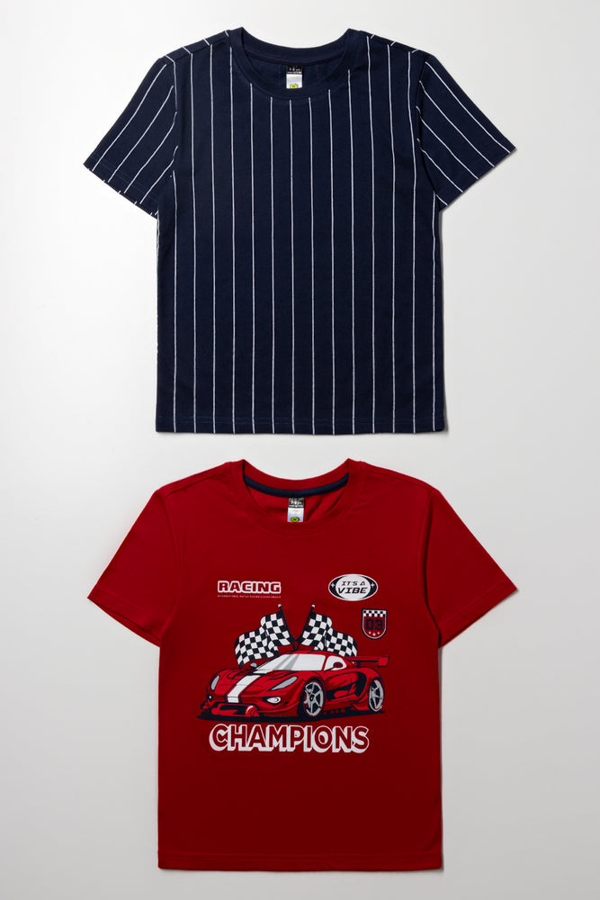 2 Pack T-Shirts Red And Navy