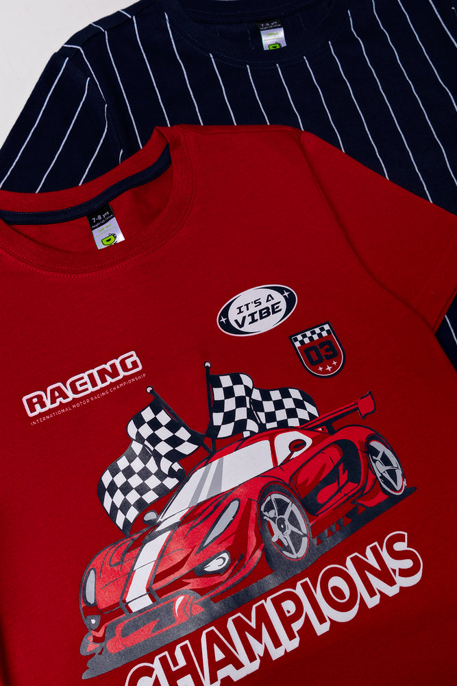 2 Pack T-Shirts Red And Navy (1)