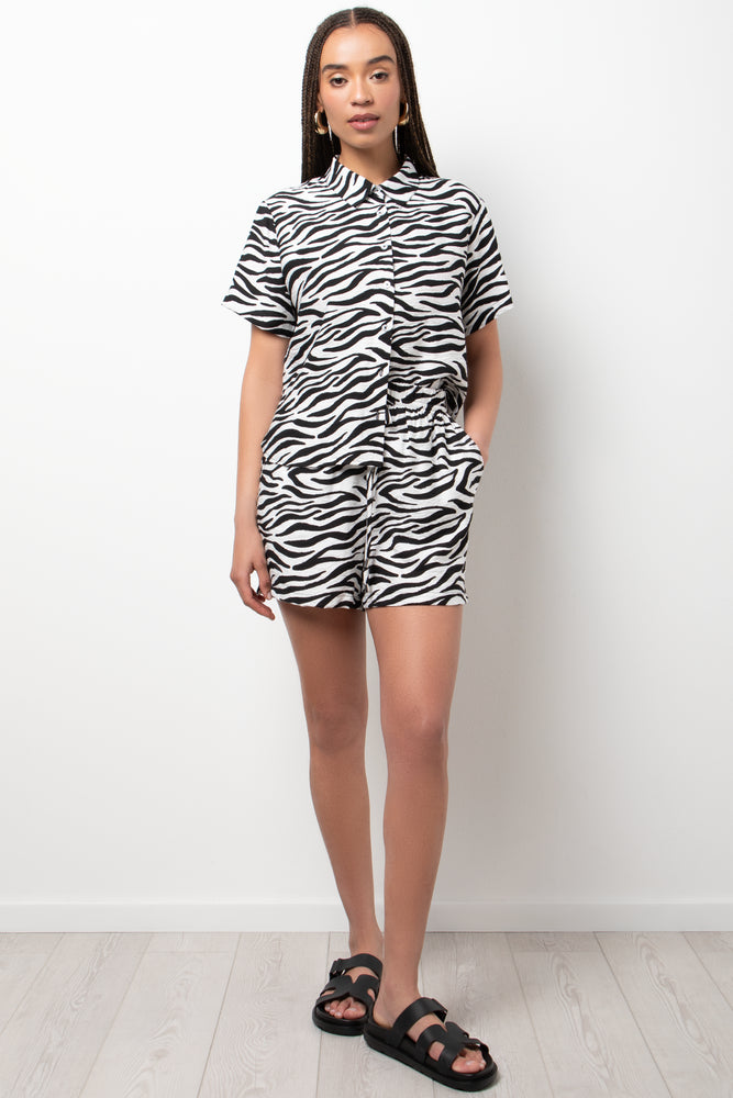 Zebra Print Shorts Black And White