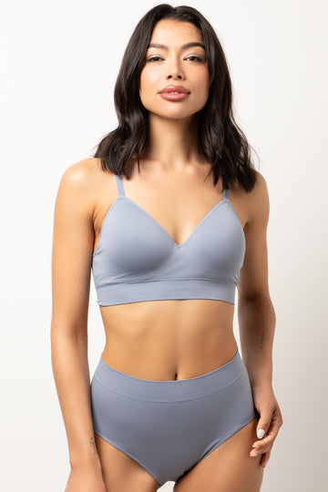3 Pack Seamfree Brief Panties Blue And Cream