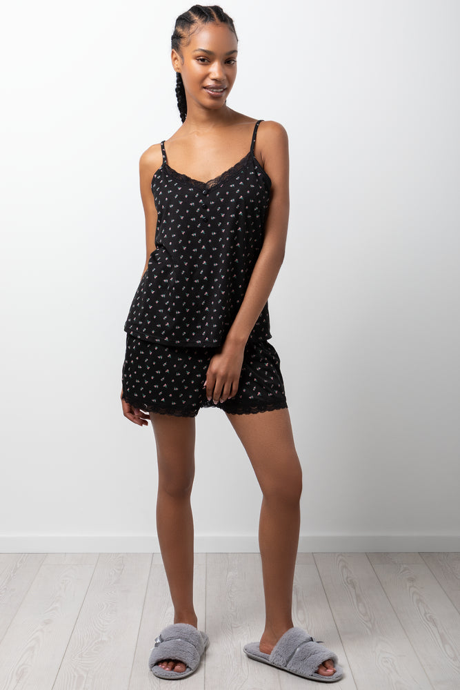 Ditsy Floral Lace Trim Cami Black | Sleepwear | Ackermans