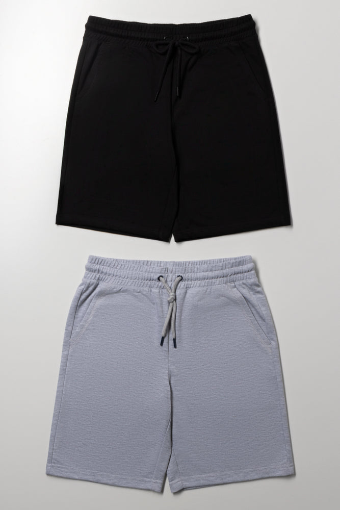 2 Pack Woven Shorts Black And Grey