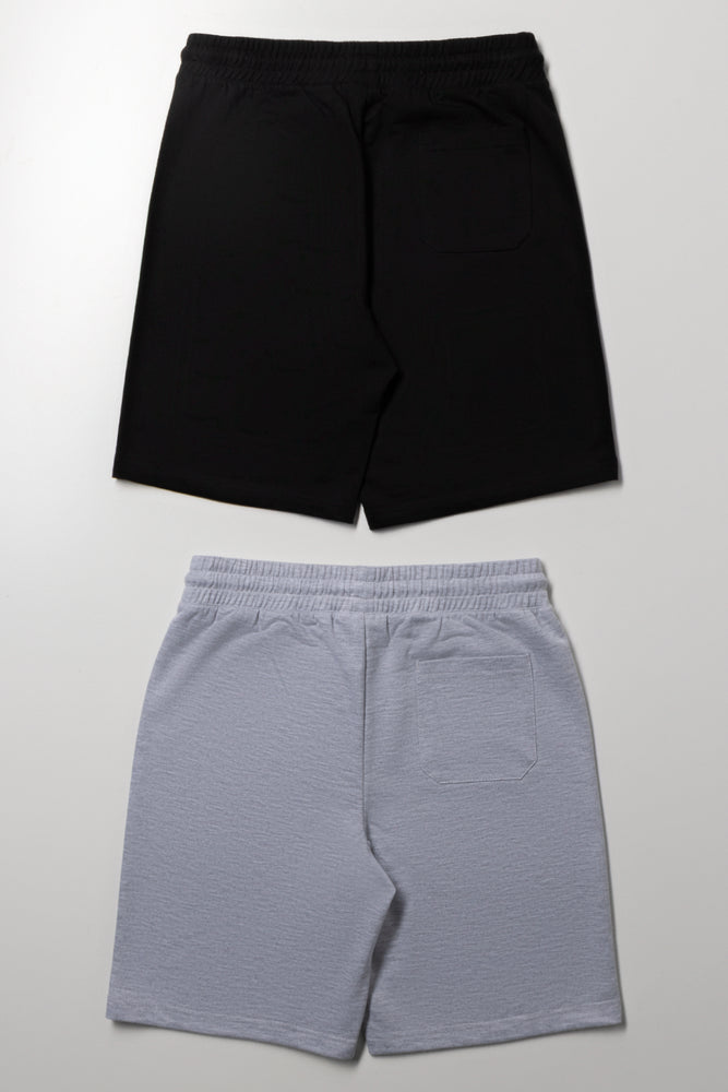 2 Pack Woven Shorts Black And Grey (2)