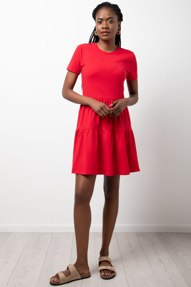 Tiered T-Shirt Dress Red