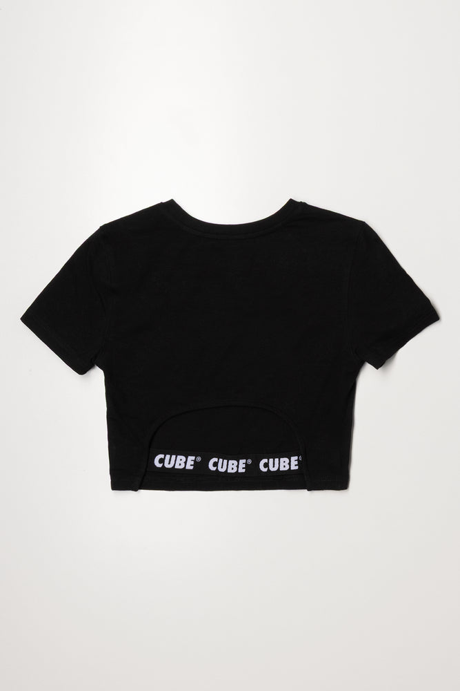 Back Elasticated Detail T-Shirt Black (2)