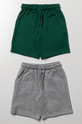 2 Pack Textured Shorts Green And Grey