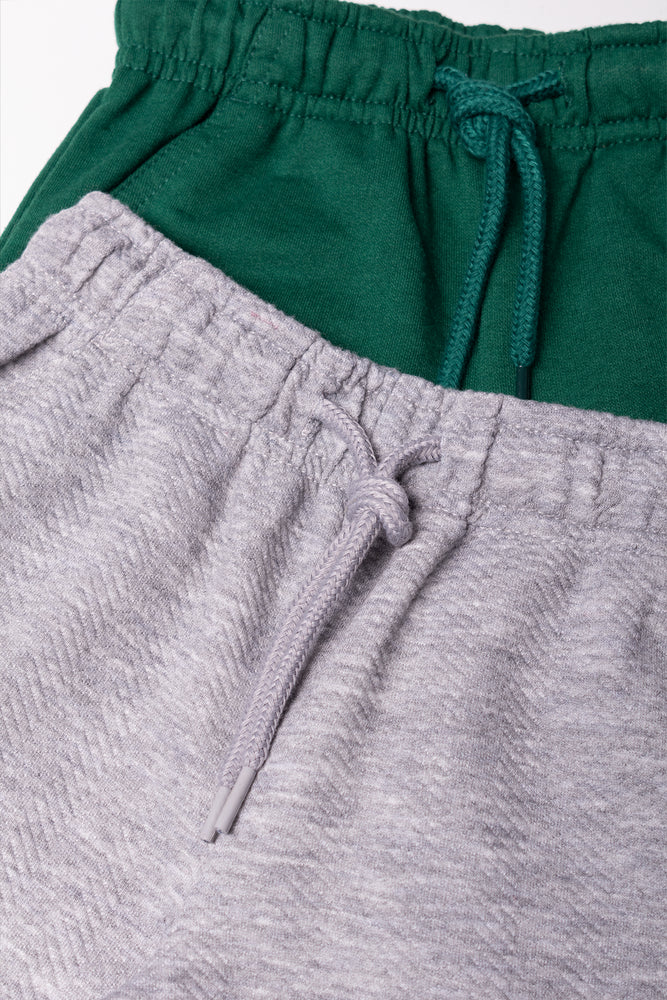 2 Pack Textured Shorts Green And Grey