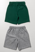 2 Pack Textured Shorts Green And Grey (2)