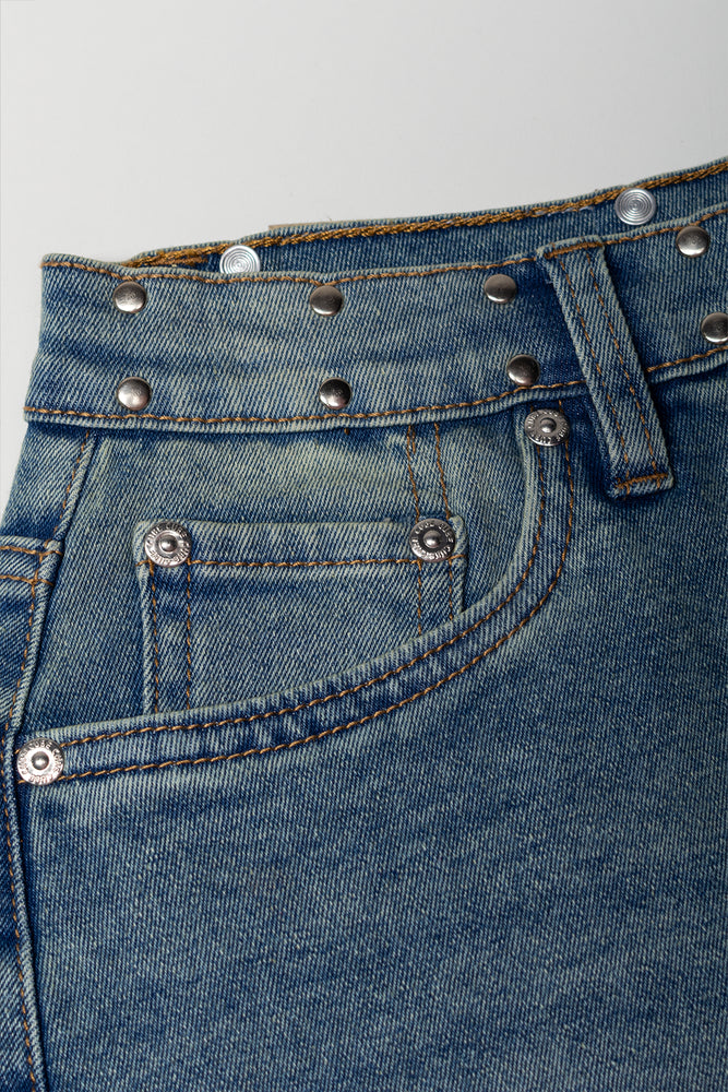 Denim Skirt Mid Wash Blue