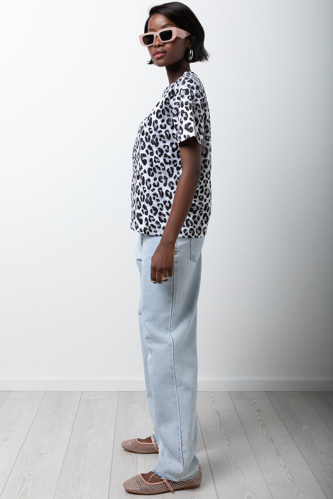 Animal Print Short Sleeve T-Shirt Black (1)