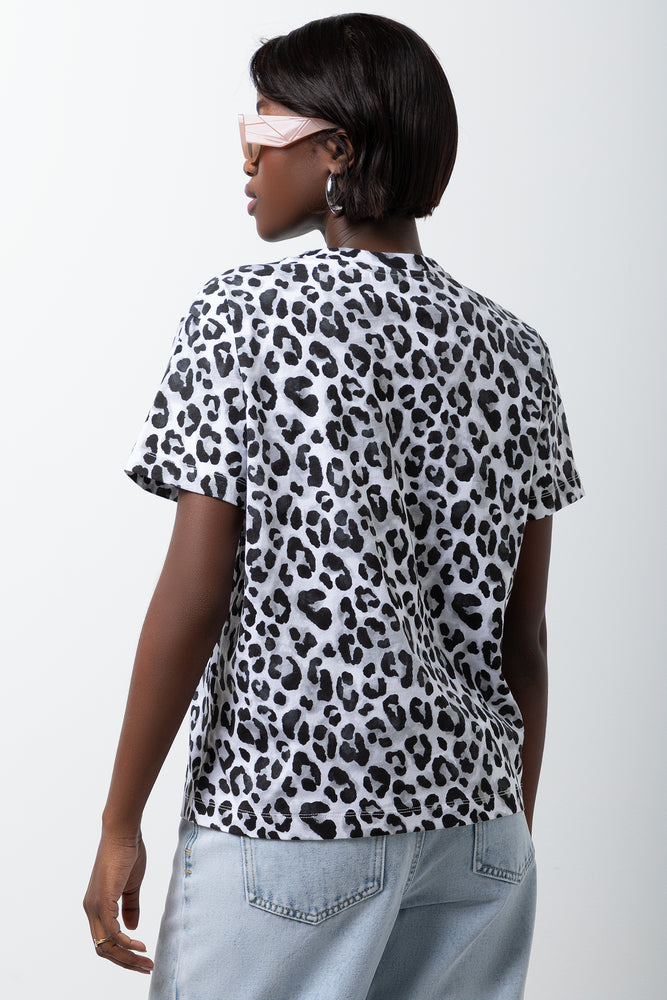 Animal Print Short Sleeve T-Shirt Black (2)