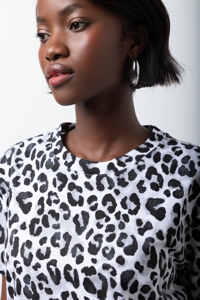 Animal Print Short Sleeve T-Shirt Black (3)