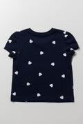 Heart Print T-Shirt Navy (2)