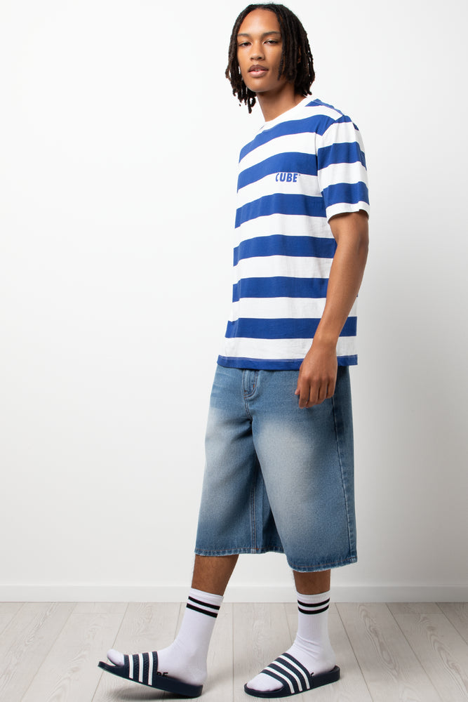 Stripe T-Shirt White And Blue