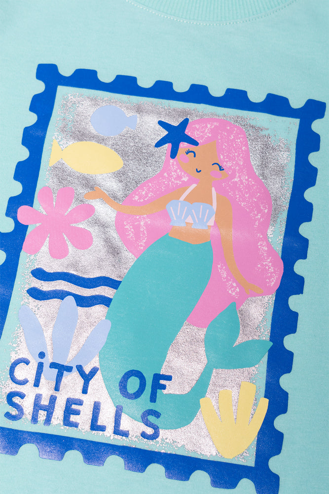 Mermaid Short Sleeve T-Shirt Blue (1)