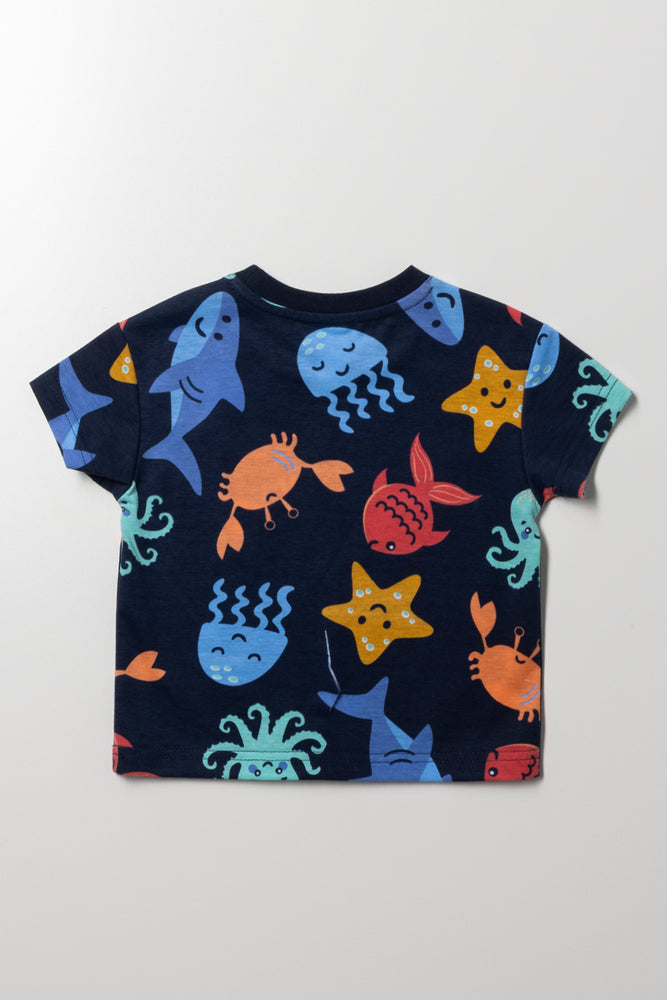 Printed T-Shirt Navy (2)