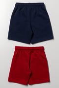 2 Pack Textured Shorts Red And Navy (2)