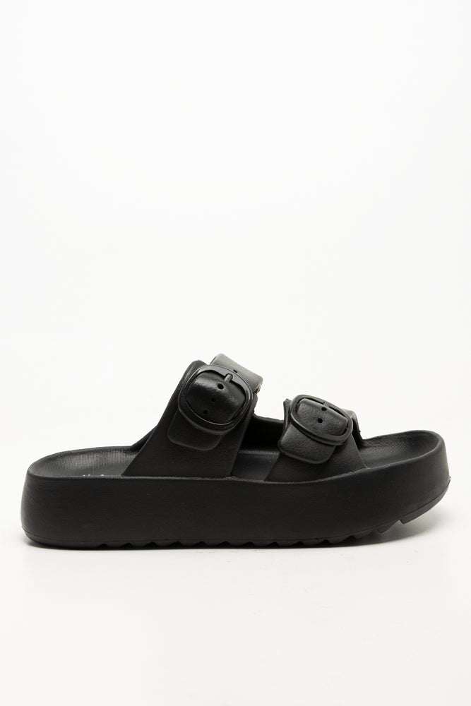 Double Buckle Sandals Black
