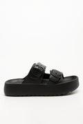 Double Buckle Sandals Black (1)