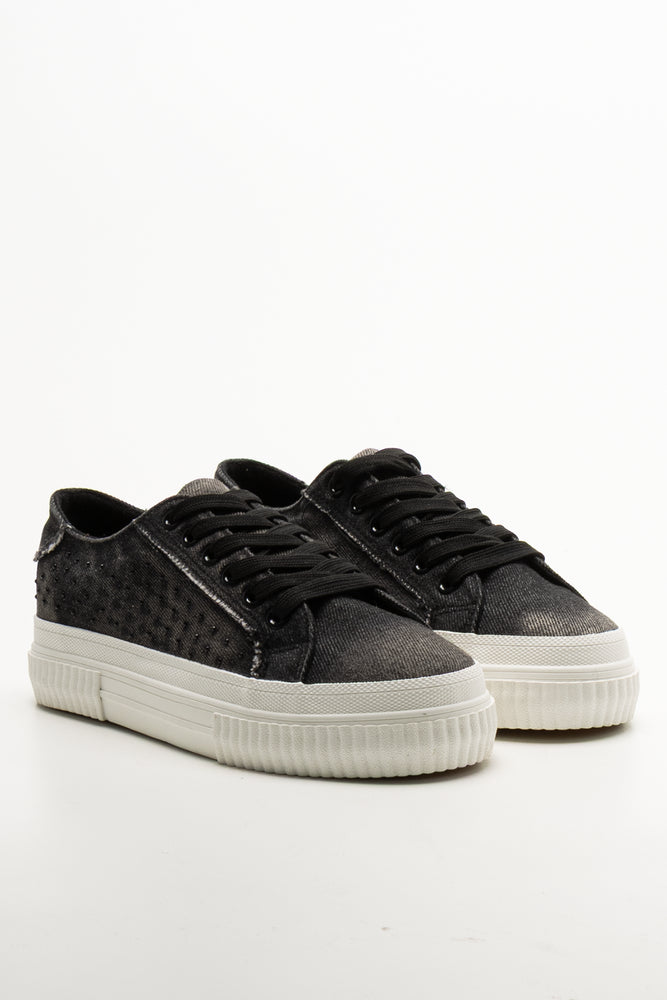 Distressed Denim Sneakers Dark Grey