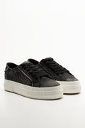 Distressed Denim Sneakers Dark Grey