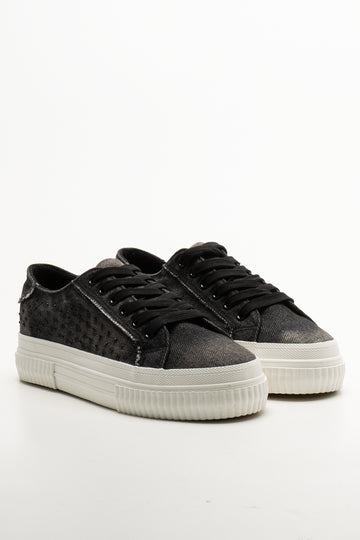 Distressed Denim Sneakers Dark Grey