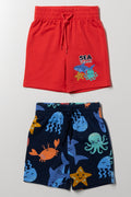 2 Pack Ocean Shorts Navy And Red