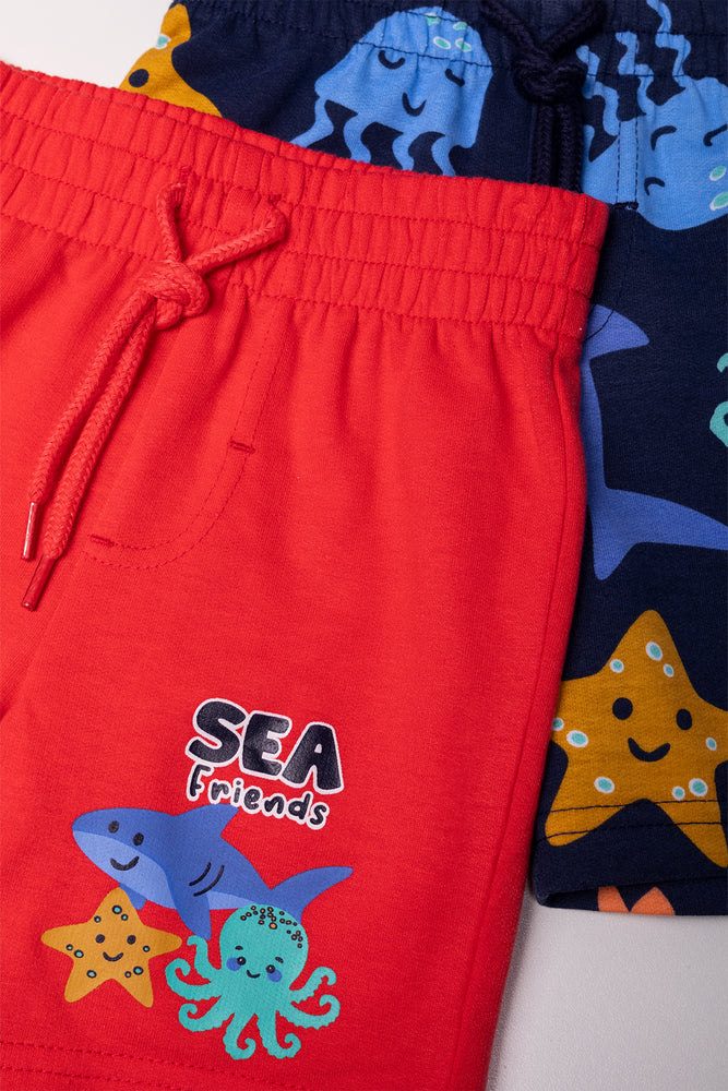 2 Pack Ocean Shorts Navy And Red (1)