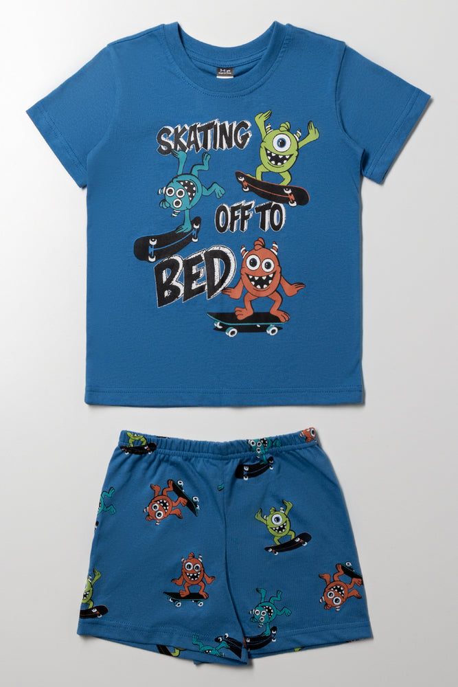 Short Sleeve Pyjama Set Blue