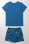 Short Sleeve Pyjama Set Blue (3)