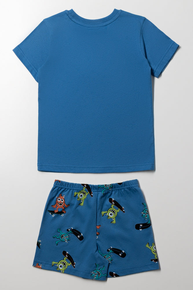 Short Sleeve Pyjama Set Blue (3)