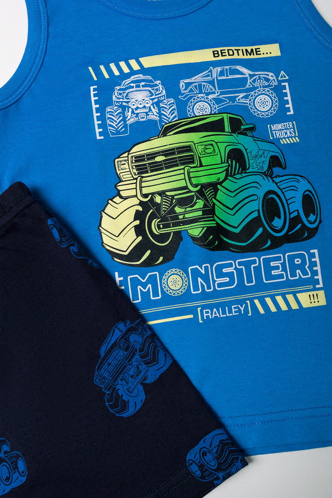 Monster Truck Sleeveless Pyjamas Blue