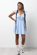 Frill Sleeve Dress Blue
