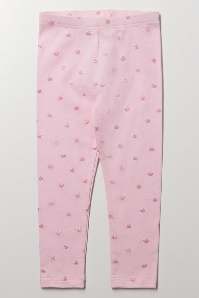 Glitter Spots Leggings Light Pink