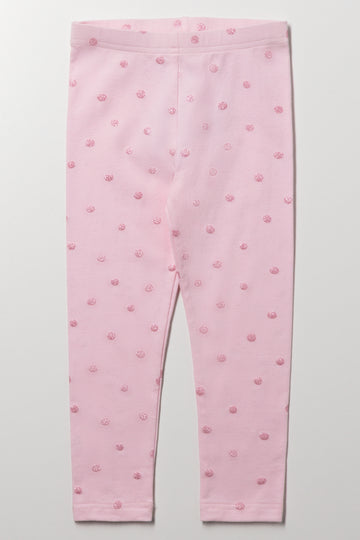 Glitter Spots Leggings Light Pink