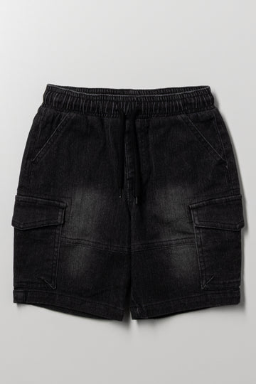 Cargo Denim Shorts Black