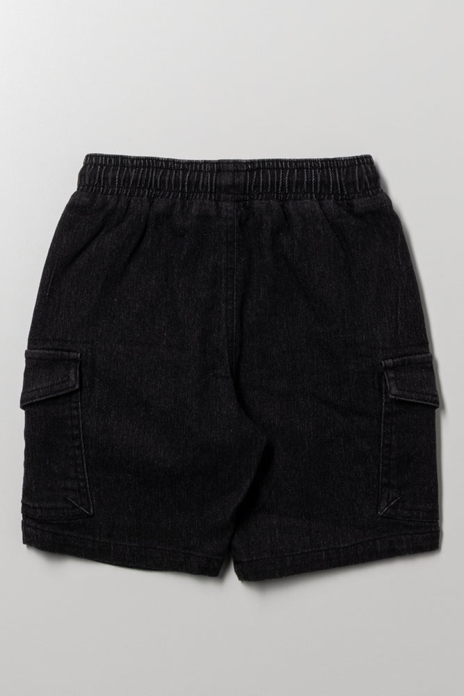 Cargo Denim Shorts Black (2)