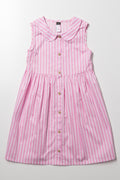 Stripe Button Up Dress Pink