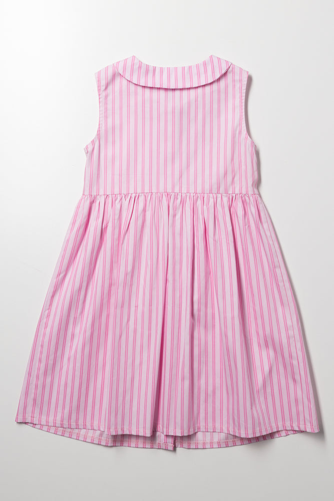Stripe Button Up Dress Pink (2)