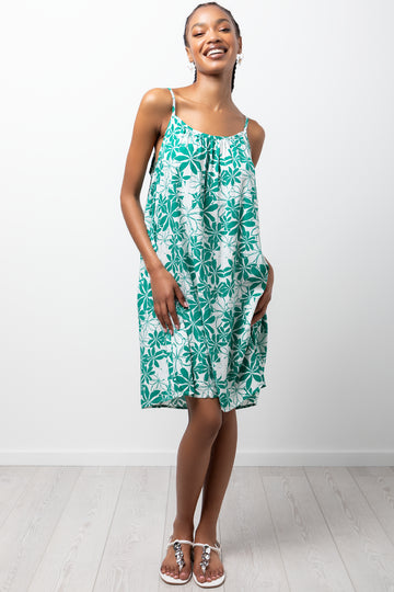 Floral Strappy Dress Green