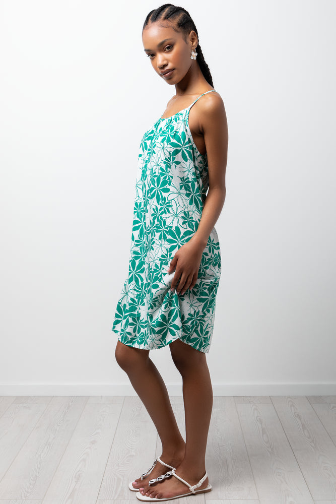 Floral Strappy Dress Green (1)