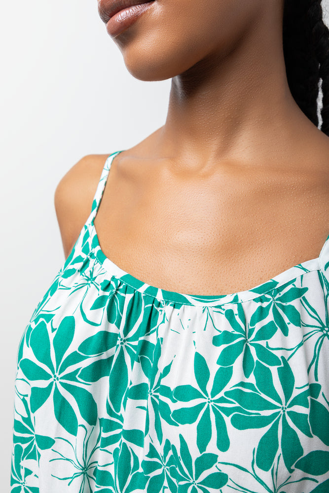 Floral Strappy Dress Green (3)