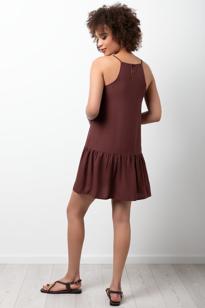 Tiered Strappy Dress Brown (2)
