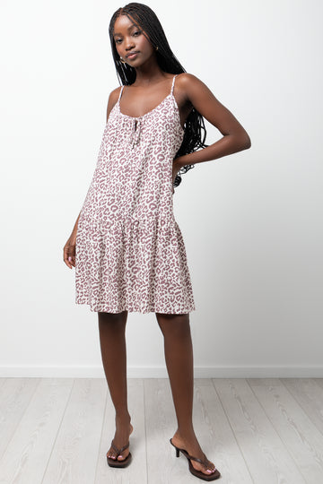 Animal Print Strappy Dress Cream And Brown