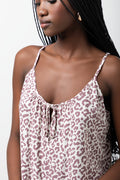 Animal Print Strappy Dress Cream And Brown (3)