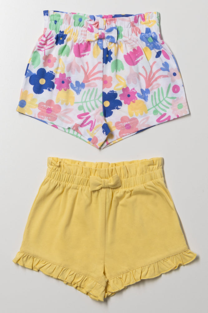 2 Pack Flower Shorts Yellow