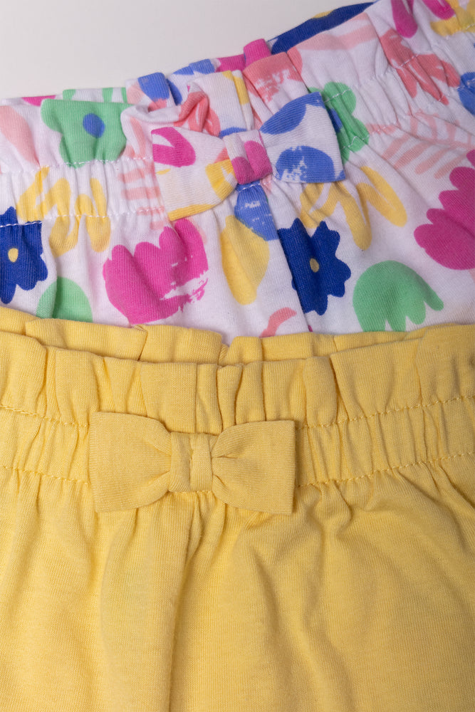 2 Pack Flower Shorts Yellow