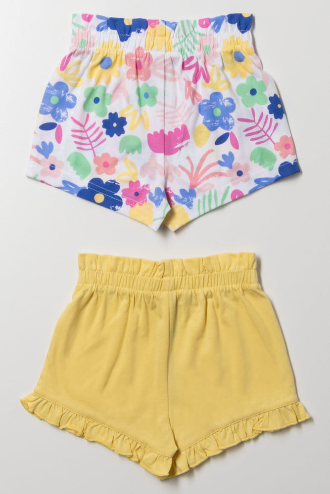 2 Pack Flower Shorts Yellow (2)